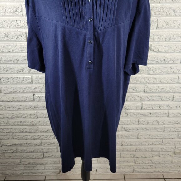 Liz Me Womens Top 2X Tunic Plus Short Sleeve Blue Buttons Cotton Blend BLU30E - Picture 4 of 7